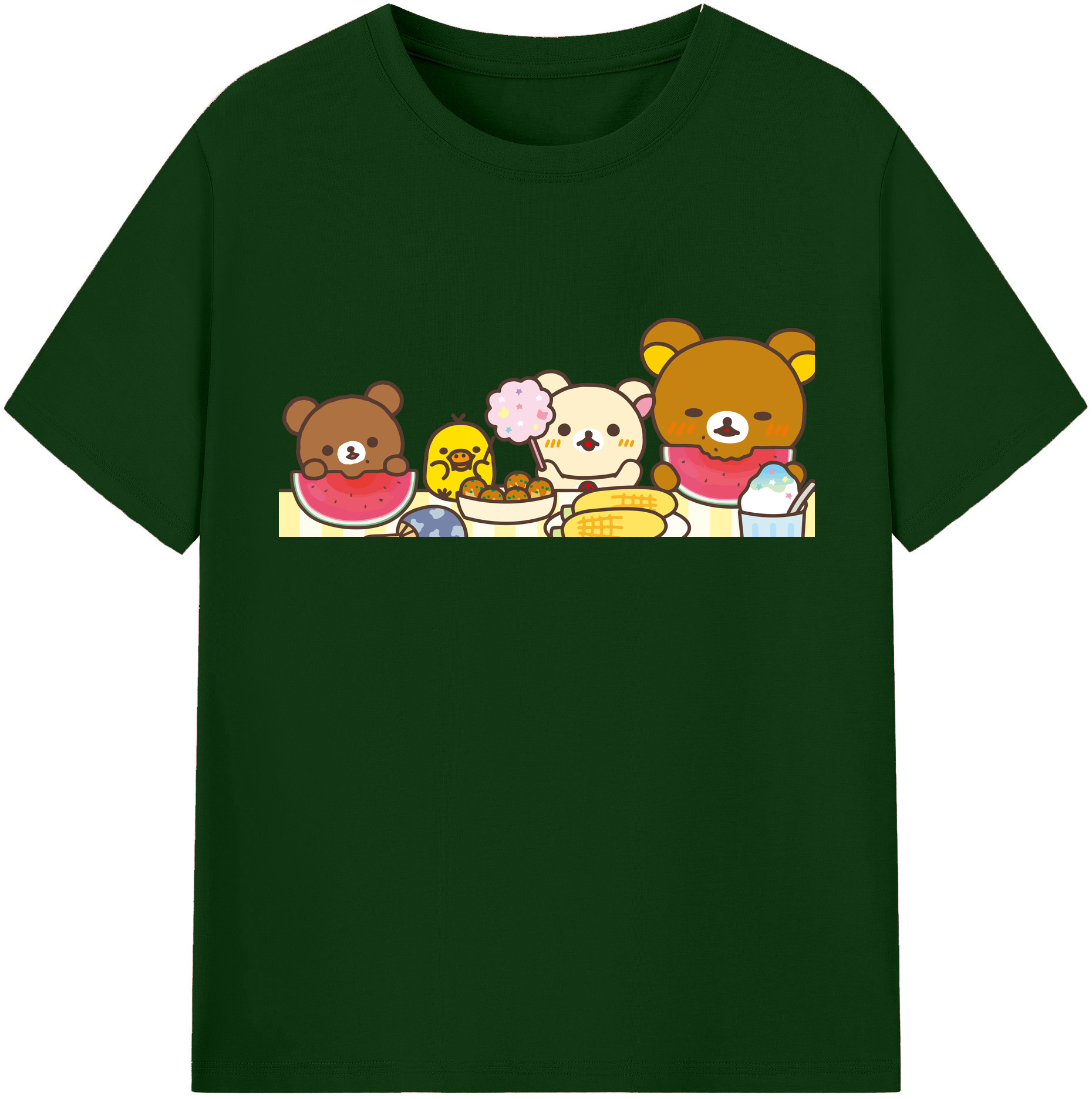 （画像用） リラックマ リラックマ キイロイトリ Rilakkuma Korilakkuma Kiiroitori 綿100％半袖Tシャツ（フロントプリント）